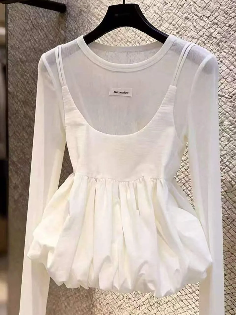 Elegant White Flower Bud Women's Shirt Layering Fashion Korean Style Gentle Wind Summer New Arrival Breathable Polyester Fiber