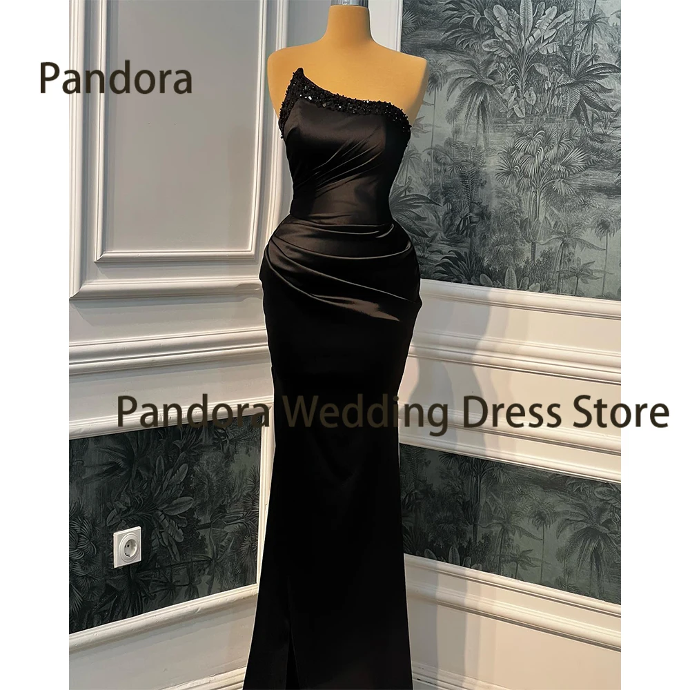 Pandora Sexy women's floor-length formal evening gown with chest top pleated Crystal Mermaid Birthday Wedding party ball dress