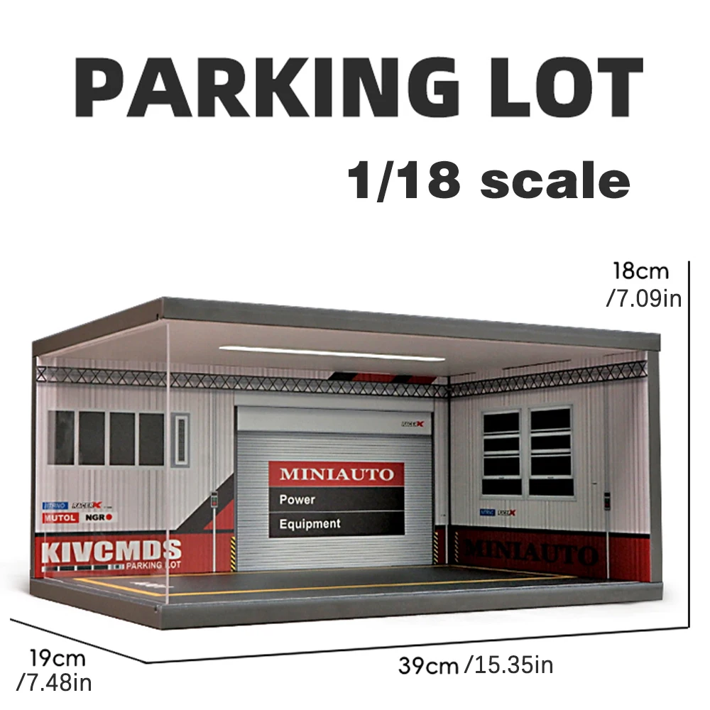 

1/18 Double-layer light-equipped dust-proof car toy model parking lot(without car and action figure)