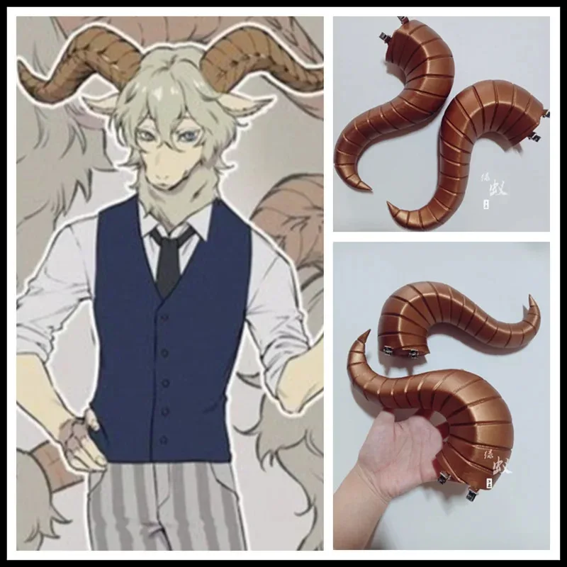 

1 пара BEASTARS Pina, рога для косплея, козьи рога, зажим для головы, головные уборы, реквизит для косплея, аксессуары, заколка для волос на Хэллоуин, Рождество