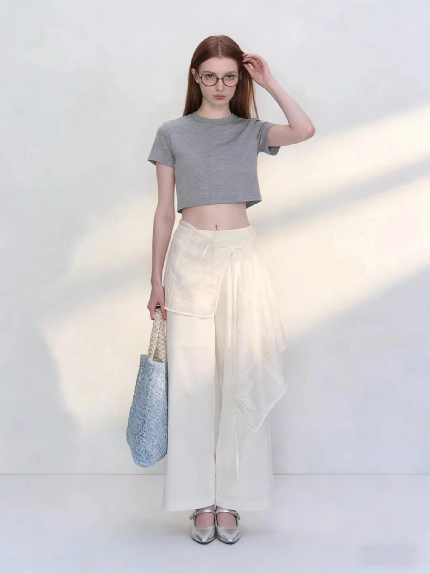 

HUAAPPUW Embroidered Lace Wide Leg Pants Casual Loose Women's Spring 2026 New Design Sensation Breathable Comfortable