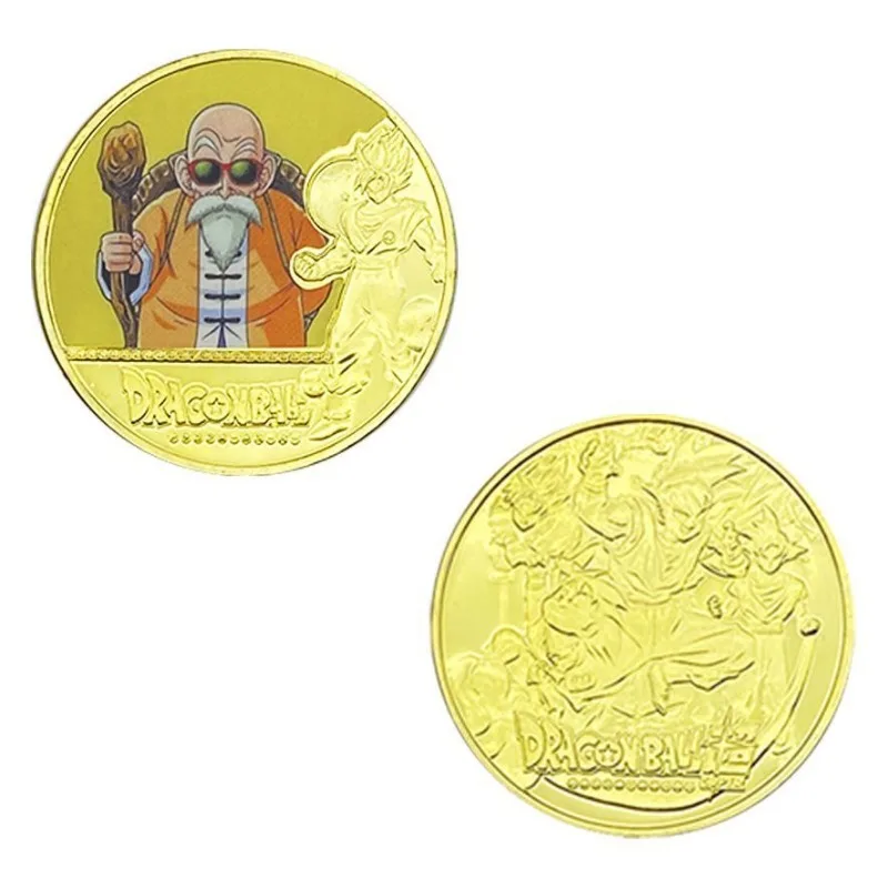 Dragon Ball Cute Anime Peripheral Commemorative Coins Goku Vegeta Krillin Piccolo Metal Collection Badge Commemorative Coin Gift