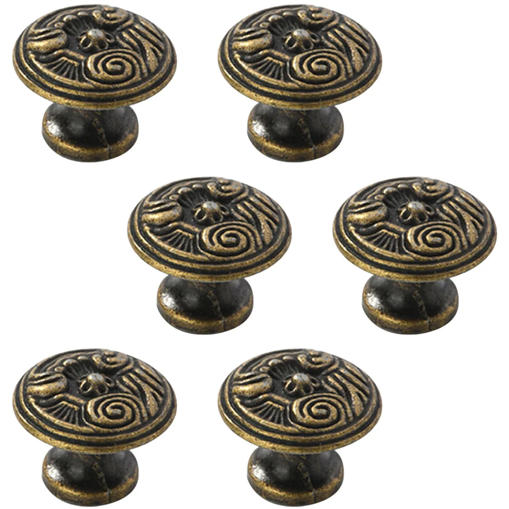 

6pcs Green Bronze Drawer Pull Handles Zinc Alloy Cabinet Knobs Vintage Furniture Hardware Suitable For Cabinets Wardrobes