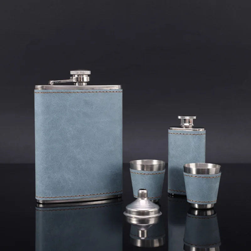 301-400ml 2 flasks Portable Flagon Hip Flask set with cups for Whiskey Vodka Wine Pot Alcohol gift package Drinking Bottle