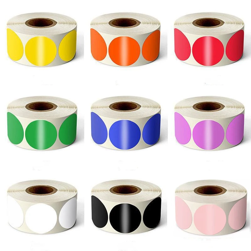 

38mm 500pcs/roll Self Adhesive Dot Label Stickers Multi Color Round Stickers for Packaging/Code Labels/Food Containers/Scrapbook