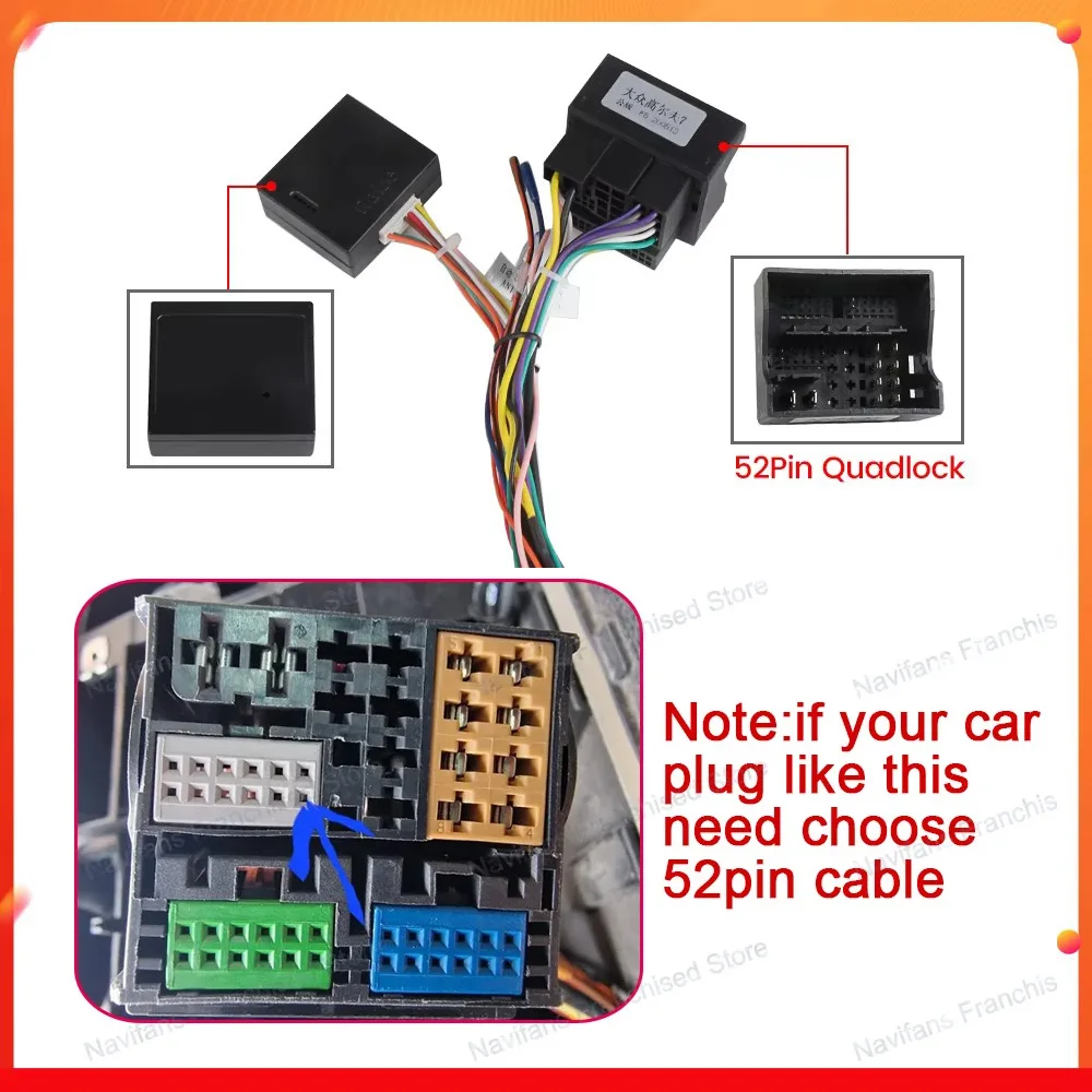 40PIN 52PIN ISO-Stecker für Skoda Volkswagen Golf 5/6/Polo/Passat/Jetta/Tiguan/Touran Autoradio CANBUS BOX Kabelbaum
