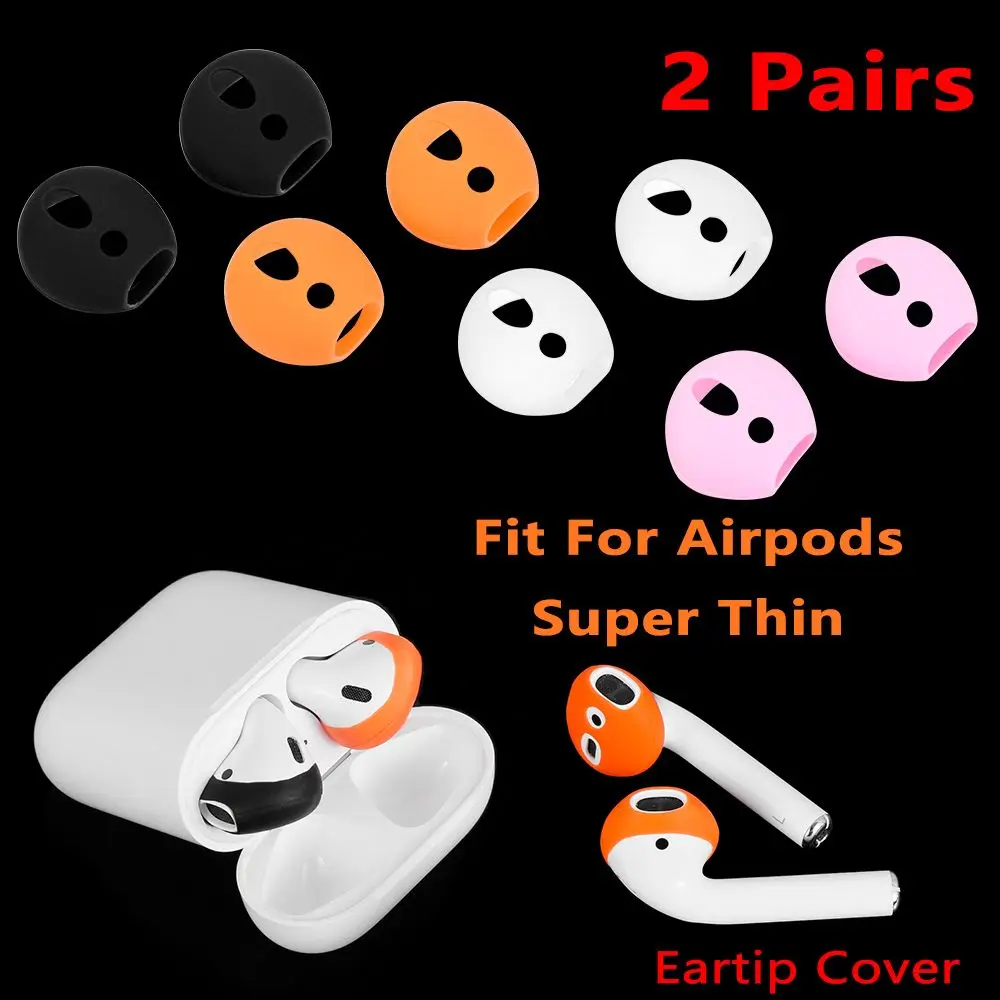 2 Pairs Anti Slip Silicone Case Cover Soft Replacement Eartips Noise Isolating Earphone Tips Earpads For AirPods Apple EarPods