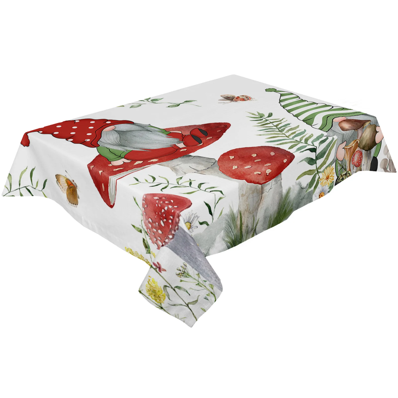 Spring Mushroom Wildflower Dwarf Waterproof Tablecloth Wedding Party Rectangular Tablecloth Holiday Decor Table Cover