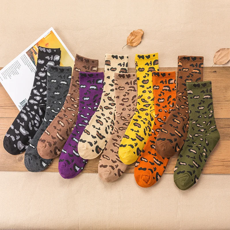 Fashion Casual Vintage Leopard Women Socks Personality Harajuku Hip-Hop Wild Classic  Stocking Running Sport Skateboard