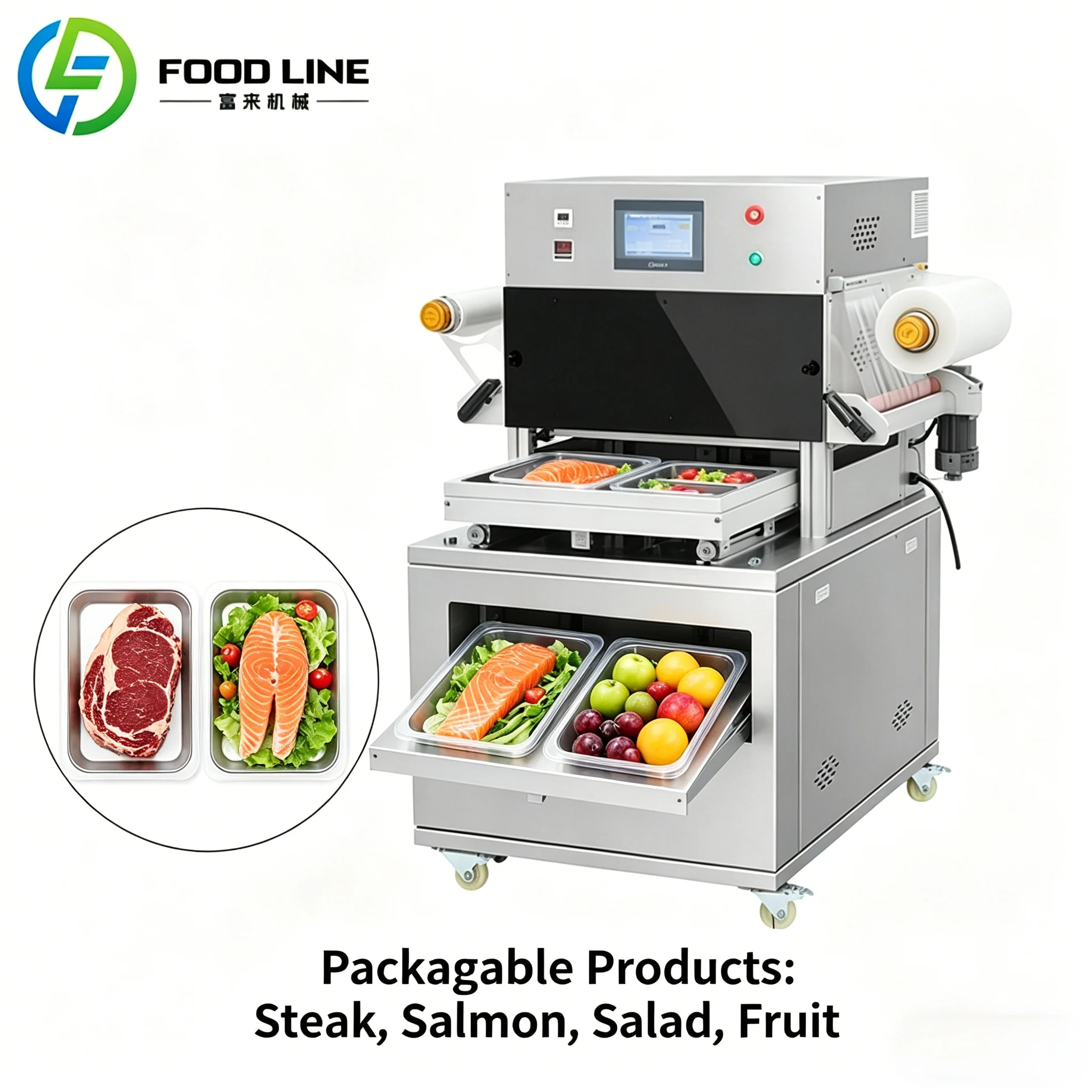 Nitrogen Map Flow Pack Machine Tray Packing Food Map Machine Sandwich Map Packing Machine Customize