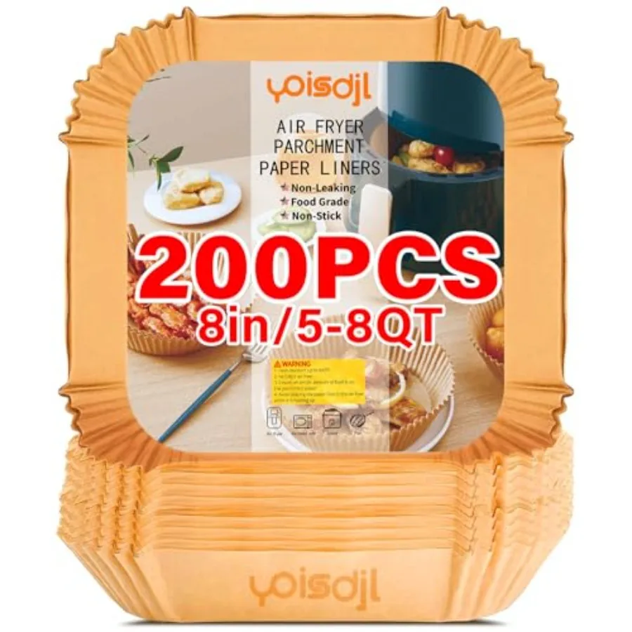 

200pcs Air Fryer Liners Disposable, Air Fryer Liners, 8.7" Square Parchment Disposable Paper Liner for Air Fryer, Parchment Pap