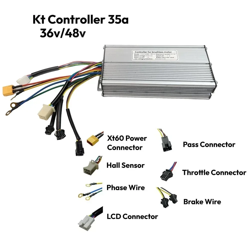 Ebike Brushless Motor Controller DC 36V/48V 1000-1500W 35A KT Controller For E-scooter Electric Bicycle Accessories