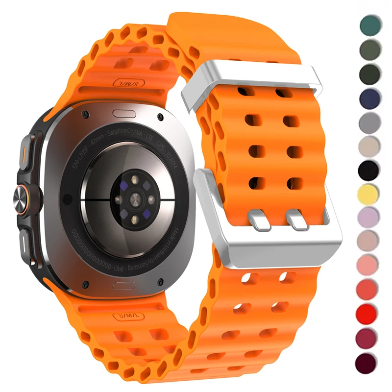 Marine Band für Samsung Galaxy Watch 7 Ultra Armband 47 mm Zubehör Sport Silikon Armband Correa Galaxy Watch Ultra Armband 47 mm
