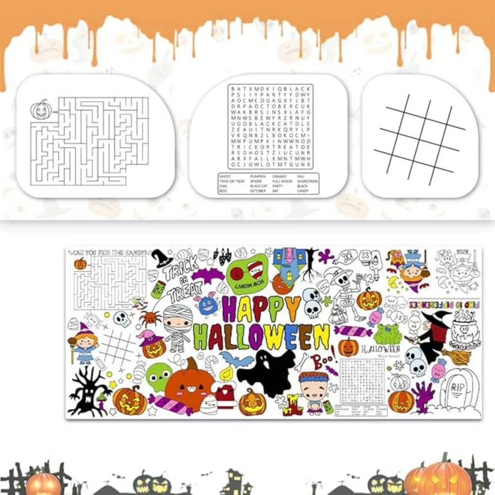 Multi Theme DIY Coloring Tablecloth Drawing Handmade Halloween Christmas Thanksgiving Graffiti Tablecloth Waterproof Cartoon