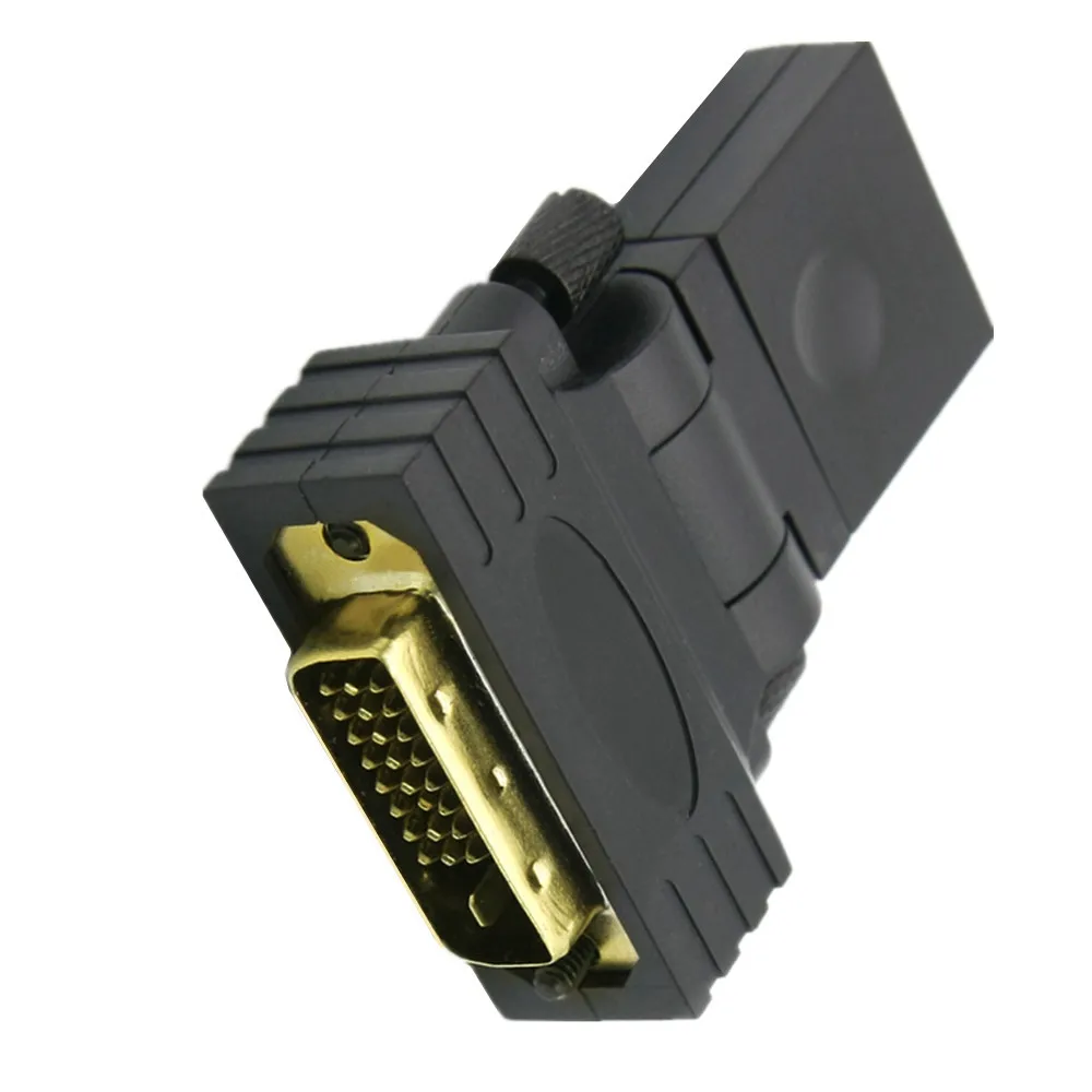 360 Degree Rotatable DVI24+1 Revolution HD Female Adapter Right Angle 180DVI Male To HD Female Twisted Head