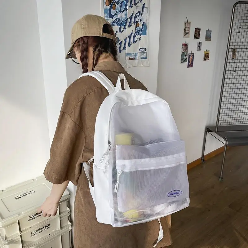 Transparent Large Capacity Dual Shoulder Backpack for Female College Students High School And Junior High School Students
