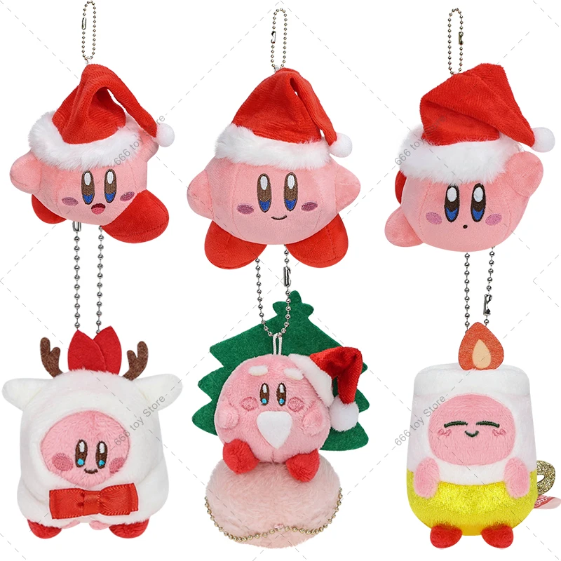 Nueva estrella Kirby Navidad sombrero de Papá Noel Kirby Navidad Santa Claus vela Kirby Peluche Peluche juguetes de dibujos animados gran decorar