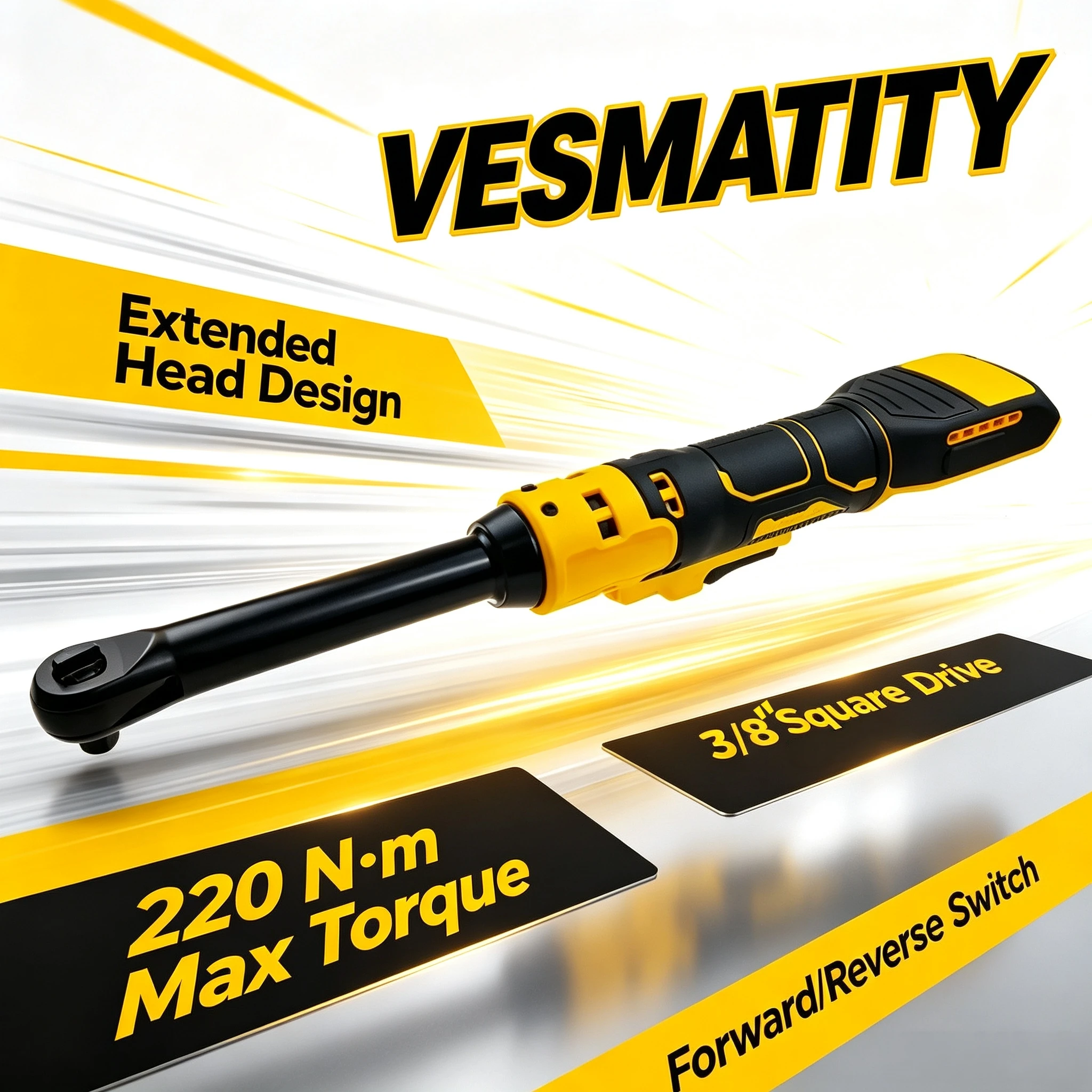 220Nm Ratchet Wrench Vesmatity 3/8 6 Inch Extension Head Electric Tool for Dewalt Battery Xtreme Power