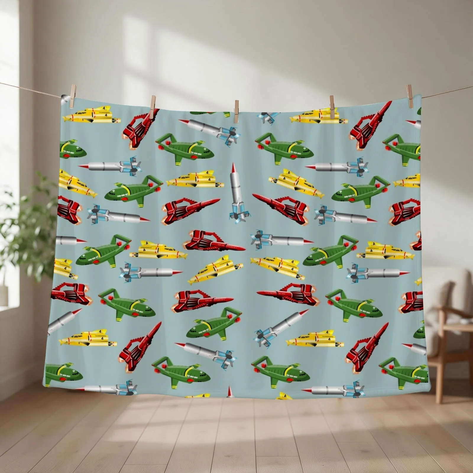 Thunderbirds Pattern Throw Blanket couch cozy soft plush fuzzy picnic outdoor blanket