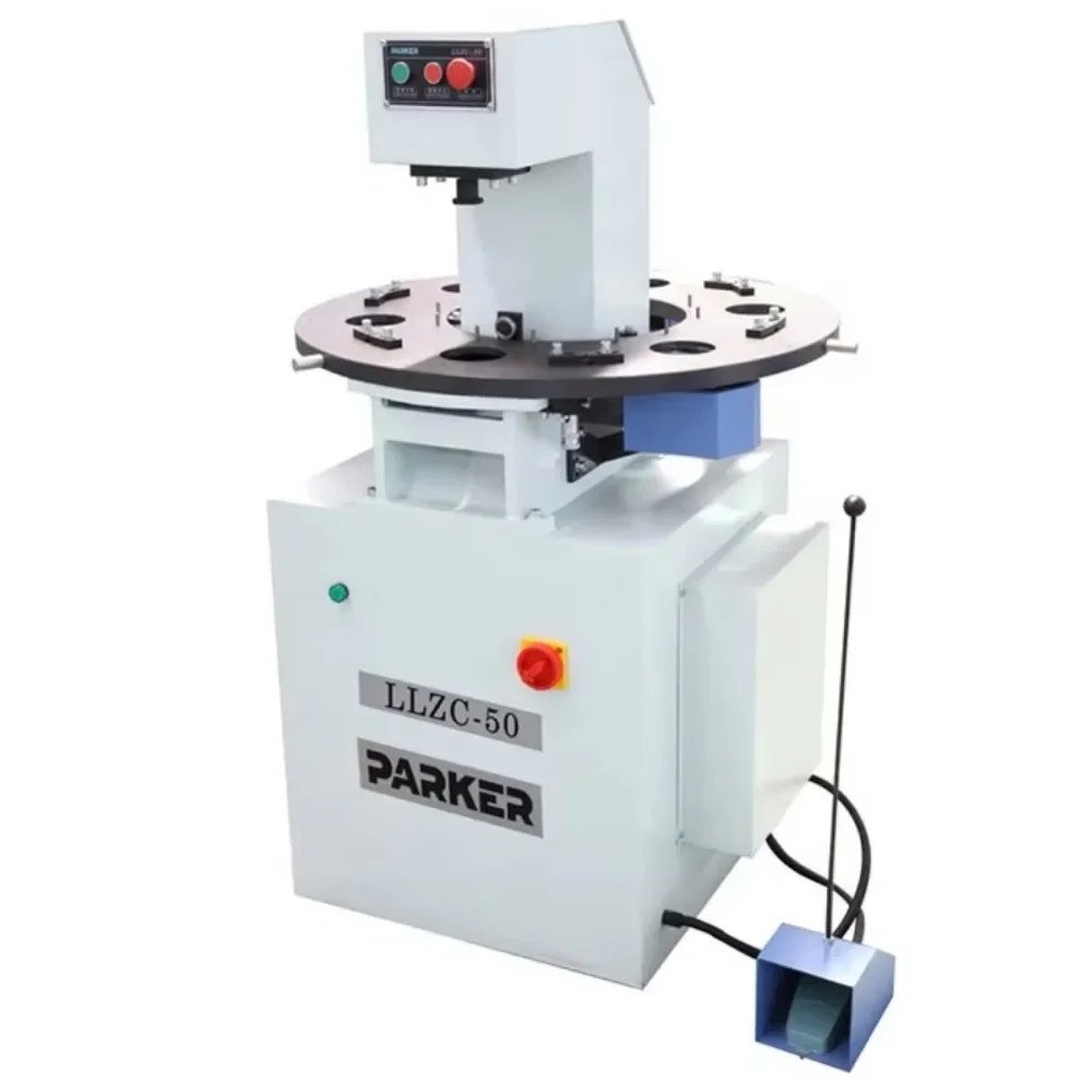 Pneumatic hole punching machine for window door making