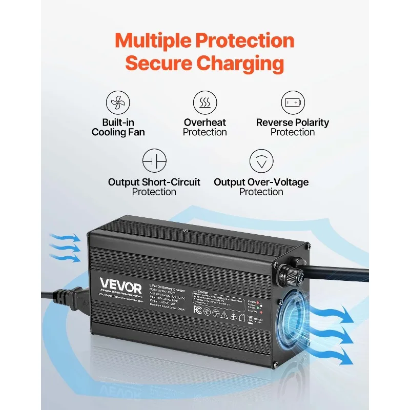 Chargeur de batterie au Lithium 12V 20A, 14.6V AC-DC LiFePO4, chargeur intelligent pour camping-car