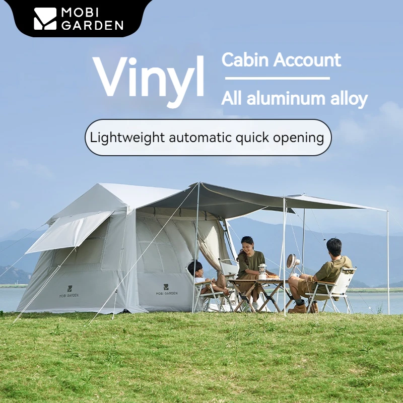 

MOBI GARDEN Holiday Mountain Residence 5.9 Camping Tent 15.4㎡ 2-4 Person 1.8M Vinyl Waterproof Lightweight Automatic With Canopy