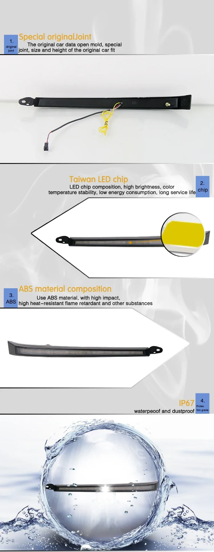 LED Daytime Running Light Dynamic Turn Signal Headlight Decor DRL For Toyota Land Cruiser 4500 4700 LC100 FZJ100 UZJ100 98-07 detail image 3