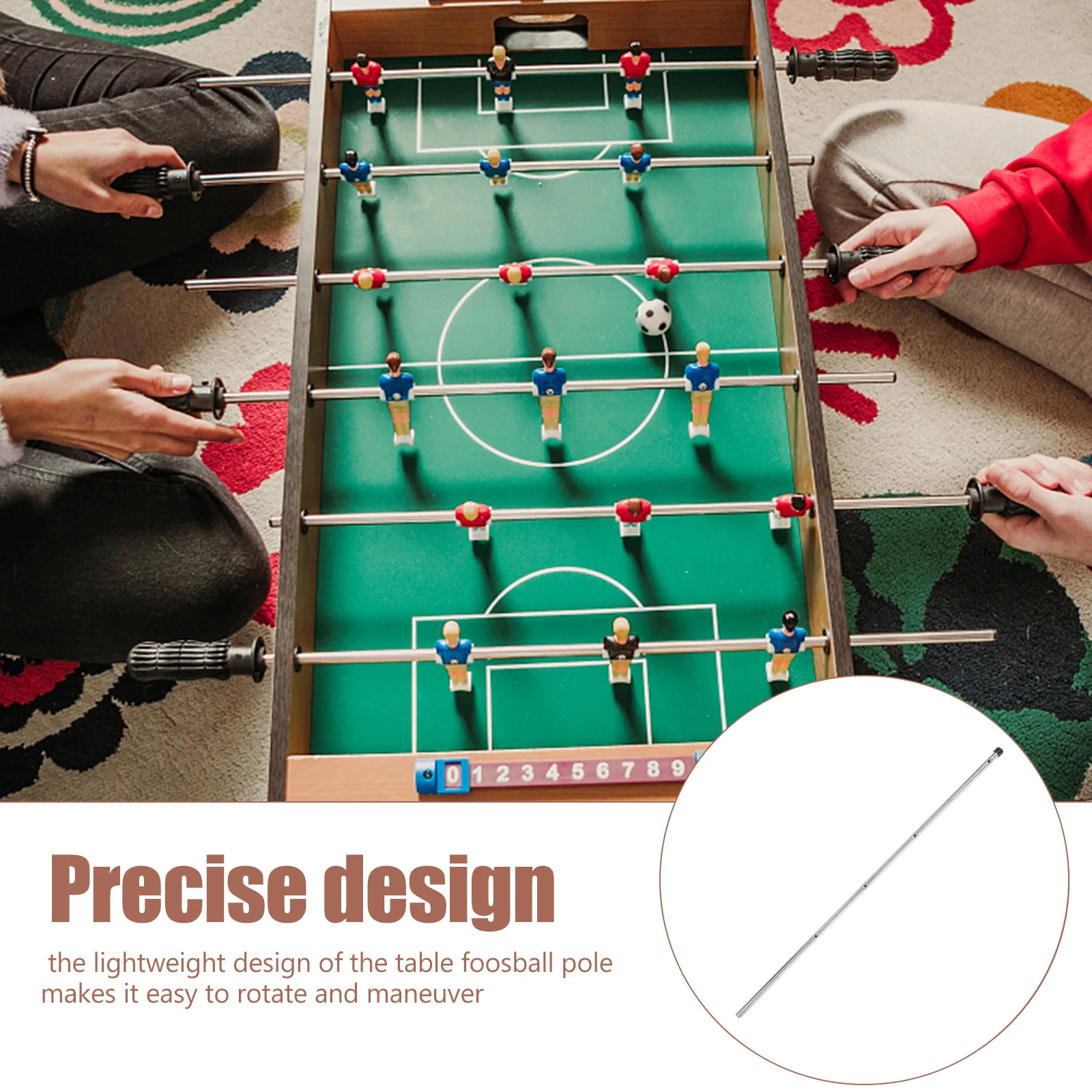 Foosball Table Pole Replacement Heavy Duty Iron Rods Silver Color 1 Set Desk Soccer Machine Accessories Football