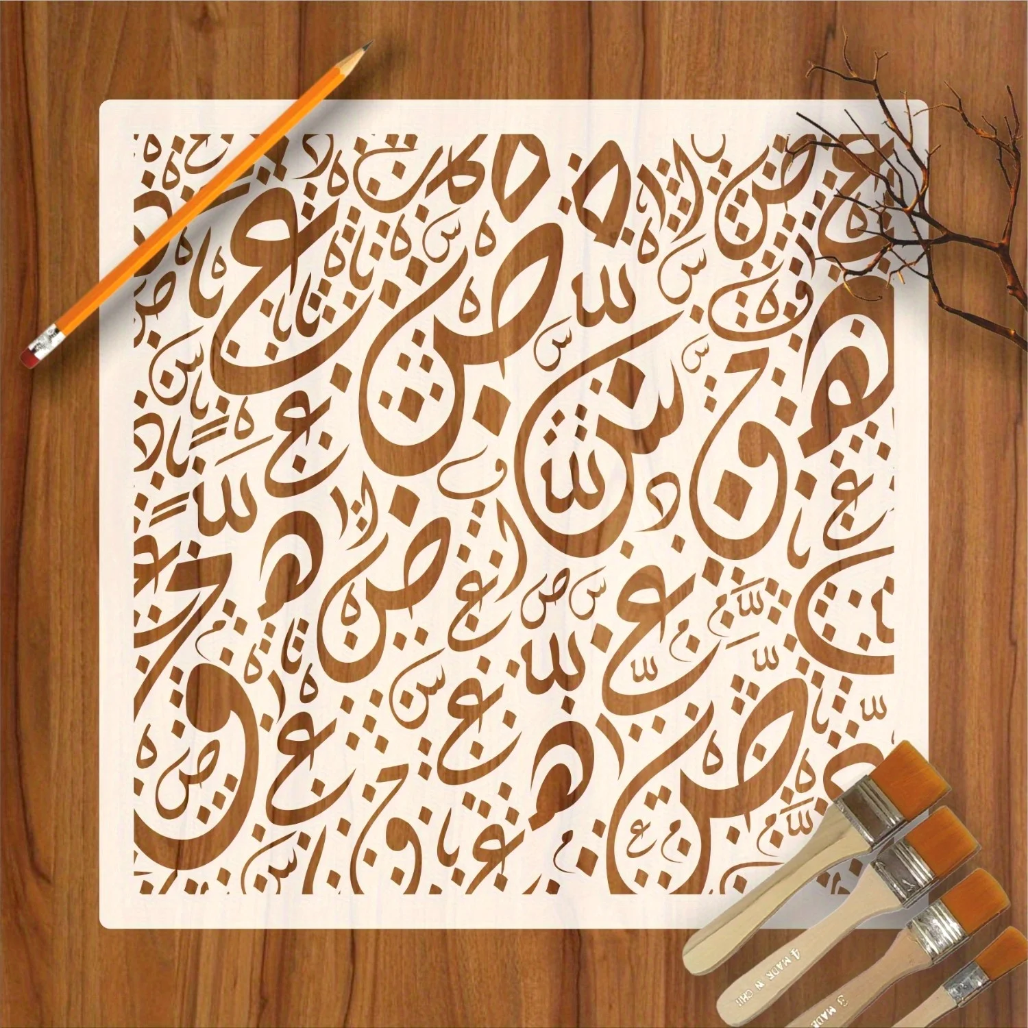 30 * 30 cm große DIY-islamische arabische Form zum Malen von Schablonen, gestempeltes Fotoalbum, geprägte Papierkarte auf Holz, Stoff, Wand