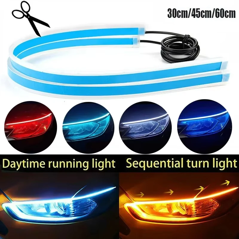 Motorcycle LED Decorative Light Turn Signal Strip Daytime Running Light With Remote App Control DRL Sequential Switchback