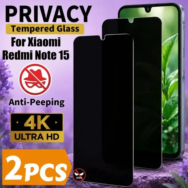 2 Stück Anti-Spy Displayschutzfolie für Redmi Note 15 Pro 5G 13 12 11 Pro 14S 12S 11S Gehärtetes Glas für Redmi 15C 14C 13C 13 12C 10A