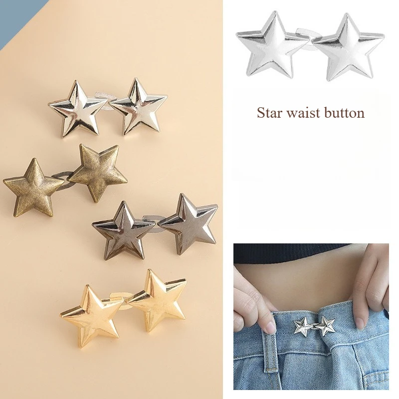 

Tighten Waist Buckle Alloy Star Brooches Pins Clip Adjustable Snap Button Jeans Buttons Detachable Clothing Accessories