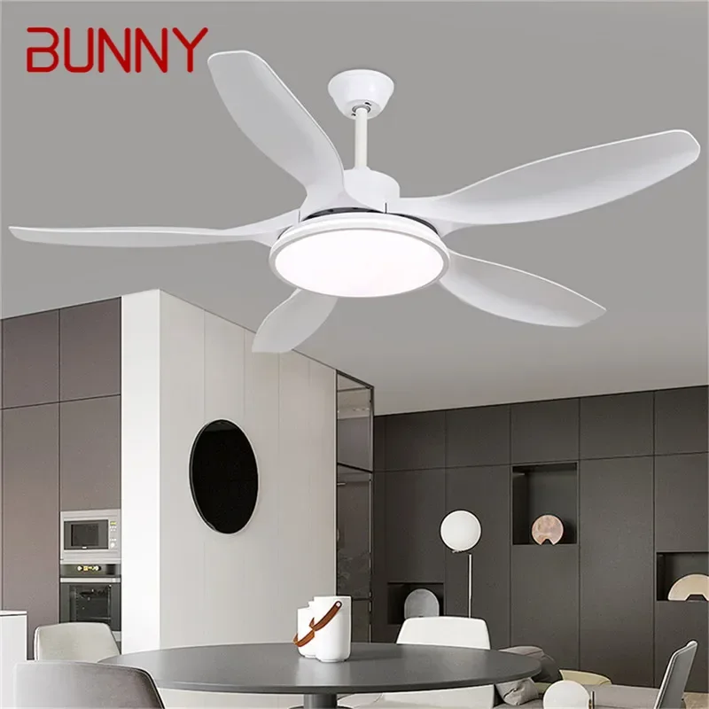 BUNNY Modern Fan Light Luxury Living Room Restaurant Bedroom Study LED Ceiling Fan Light Remote Electric Fan Light