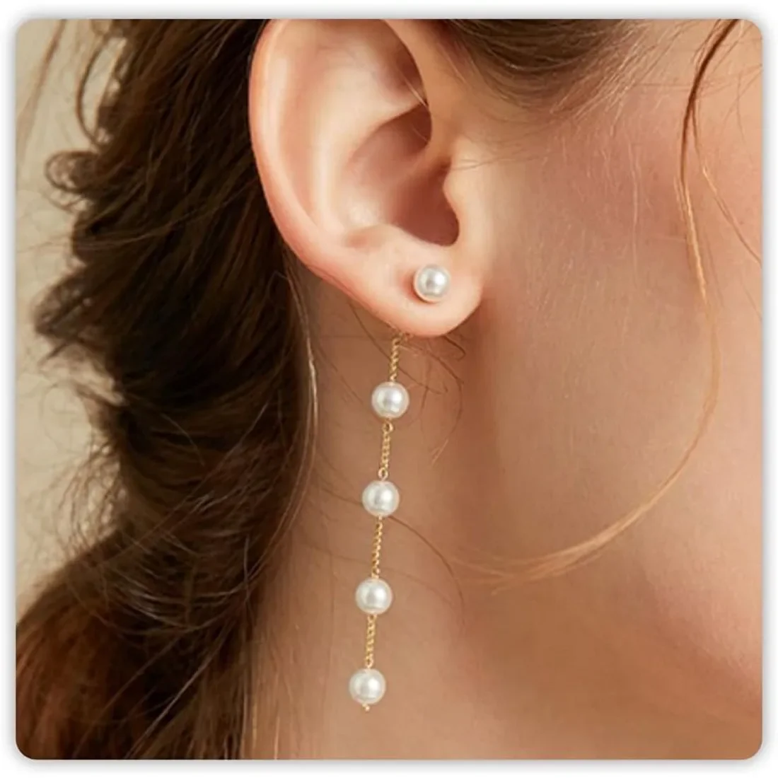 Pendientes Colgantes de Perlas con Lazo Floral Bohemio en Dos Tonos Dorado y Plateado, Elegantes y Brillantes, Accesorios de Joyería Nupcial Exquisitos para Mujeres y Niñas, Adornos Ideales para Bodas, Graduaciones, Fiestas de Graduación, Damas de Honor, Banquetes, Fiestas Diarias y Ocasiones Formales
