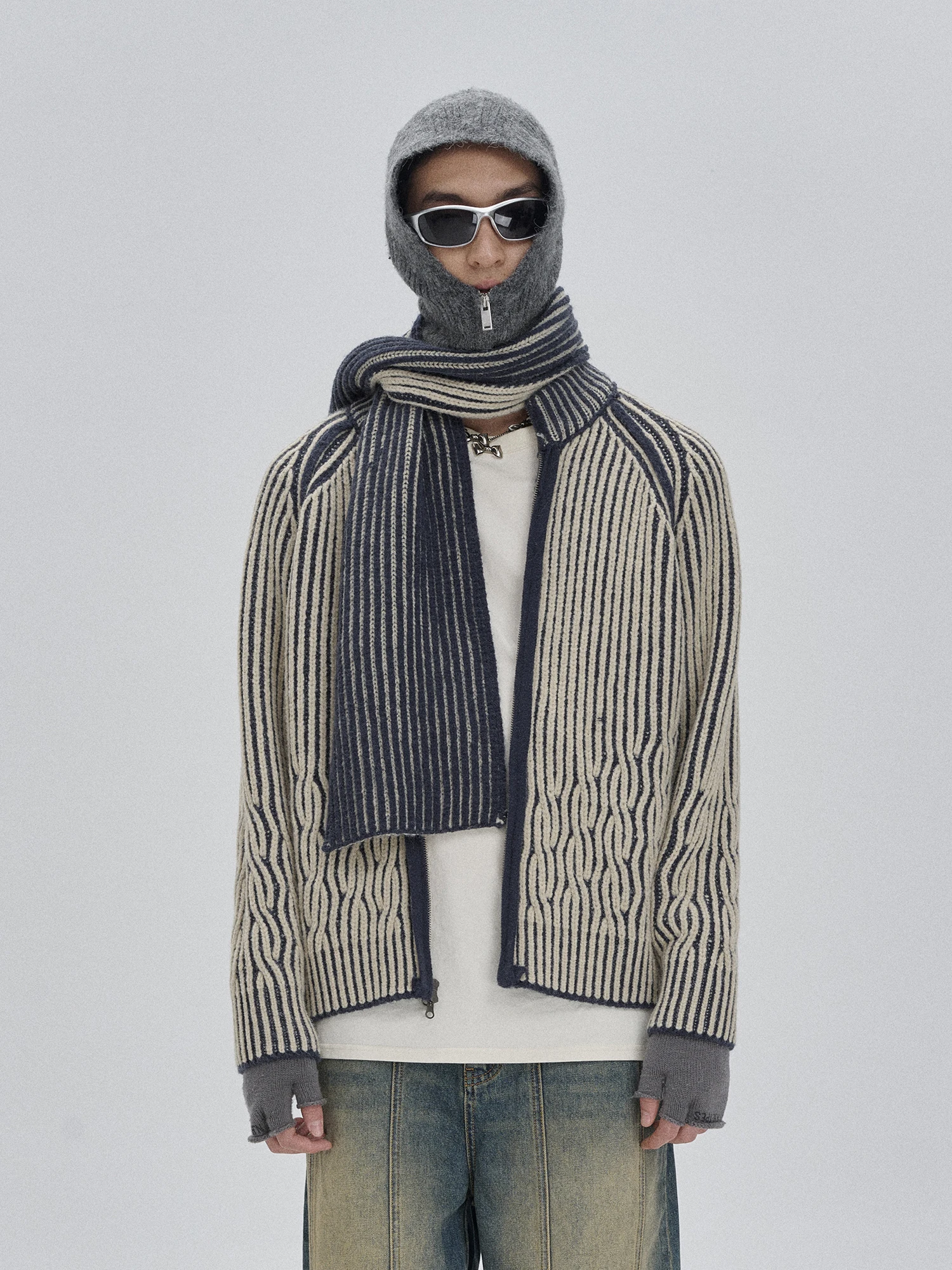 UNDEMPT 24AW الشارع الشهير وشاح طويل محبوك دافئ ومتعدد الاستخدامات للأزواج اليابانية الرجعية عادية فيبي نمط محايد الحد الأدنى