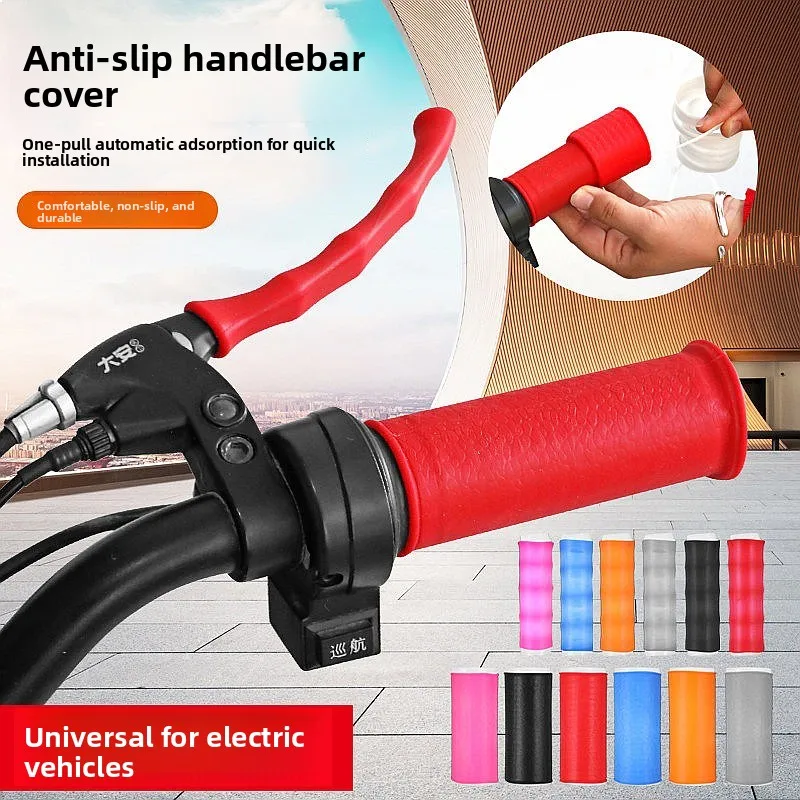 Silicone Handlebar Grip Anti Slip Universal Waterproof Shock Absorb Soft Modified For Bicycle Electric Bike Motorcycle