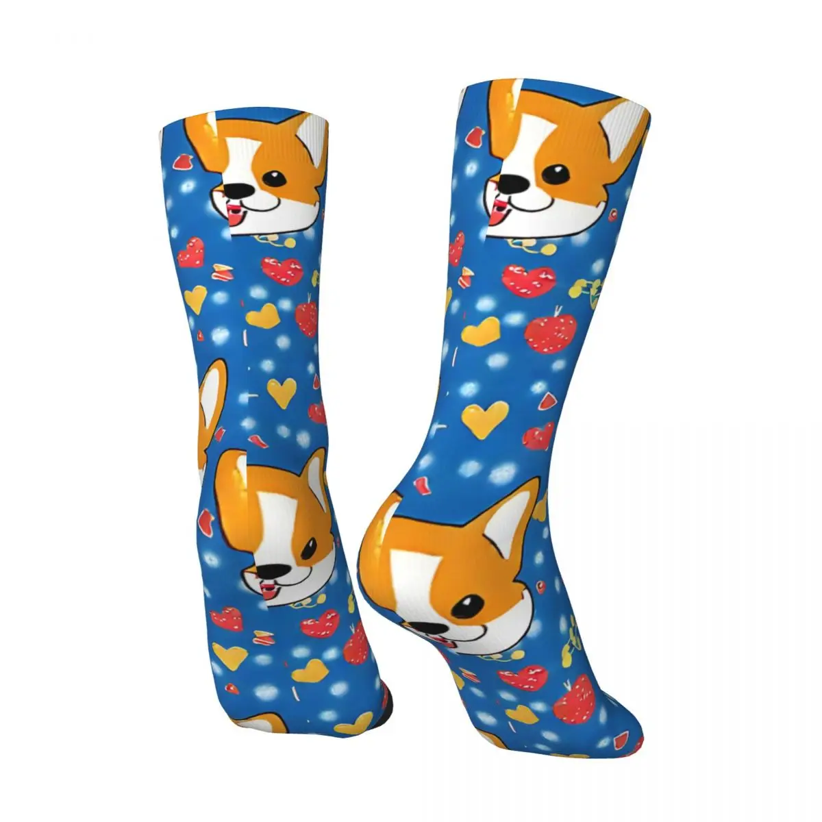 Vintage Corgi Delight Pattern Men's compression Socks Unisex Street Style Seamless Printed Novelty Crew Sock