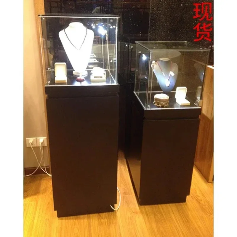 Spot Jewelry Cabinet Antique Display Cabinet Museum Showcase Cultural Relics Wooden Paint Cabinet