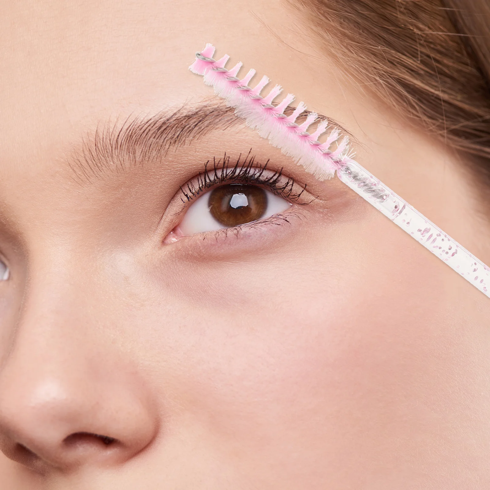 Confezione da 10 pezzi Pennello per ciglia con strass per donna Piccolo accessorio per strumento di trucco leggero e pulito per piegaciglia colorato