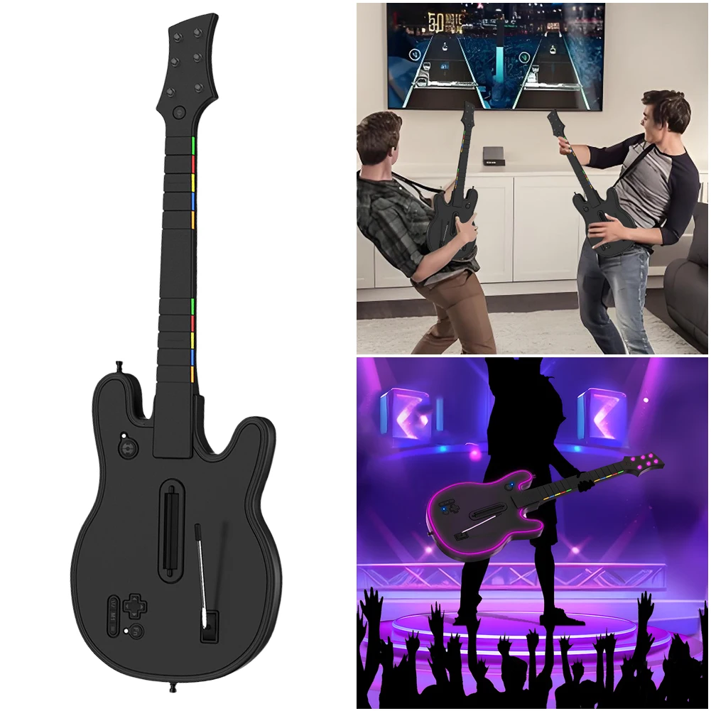 Wireless Guitar Controller 2.4G Wireless PC Guitar Controller with Strap & Wireless Dongle for PS4 PS3 PC Guitar Hero Clone Hero