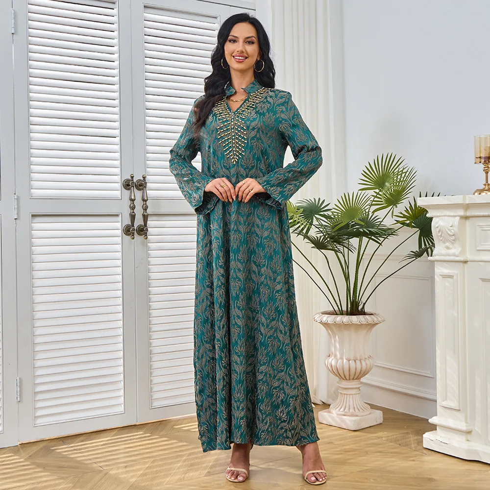 

Новое мусульманское вечернее платье Абая из Саудовской Аравии: Ближневосточное женское модное сверхпрочное платье с длинными рукавами и бисером, сшитое вручную