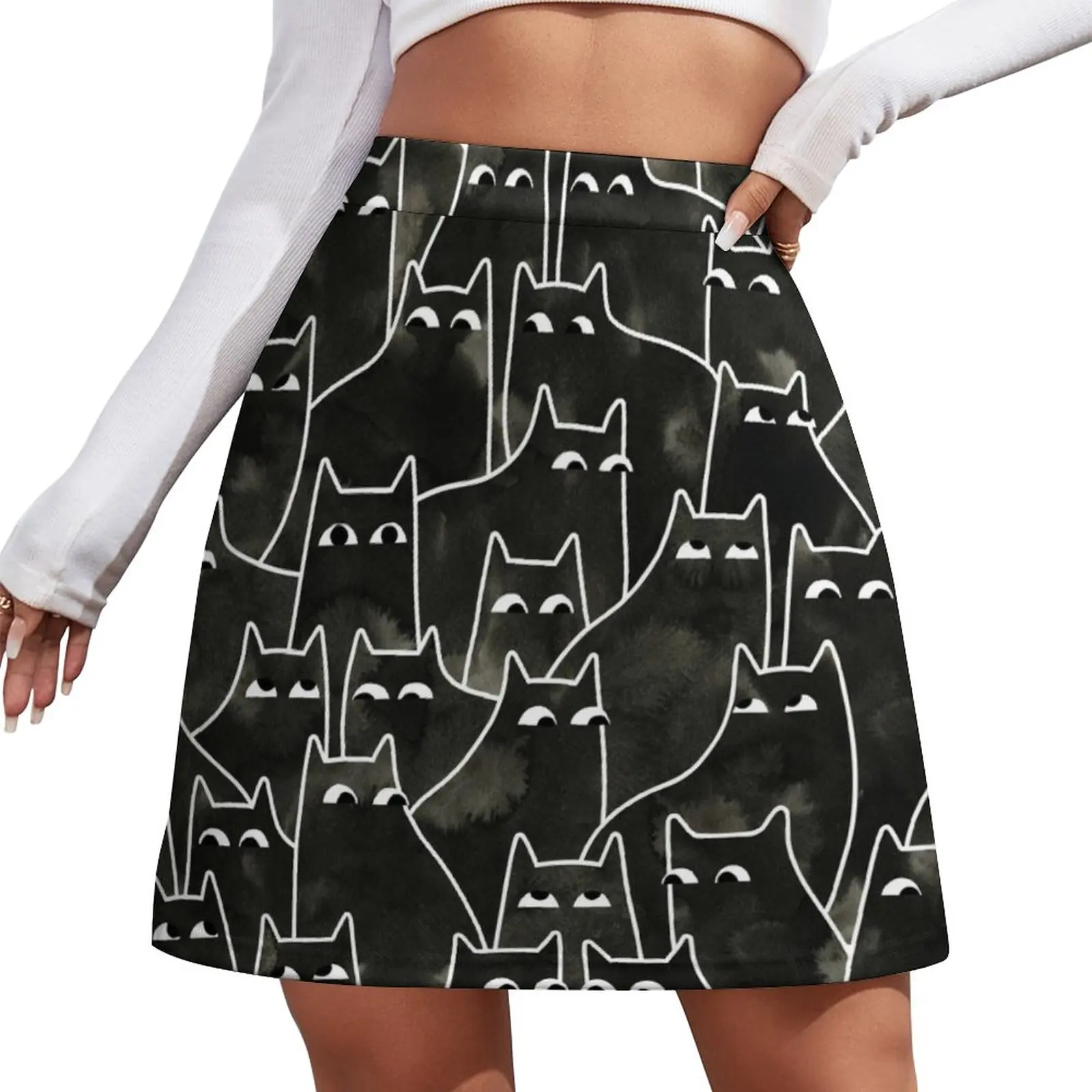 Suspicious Cats Mini Skirt Women's summer skirts dress women summer Summer women's clothing