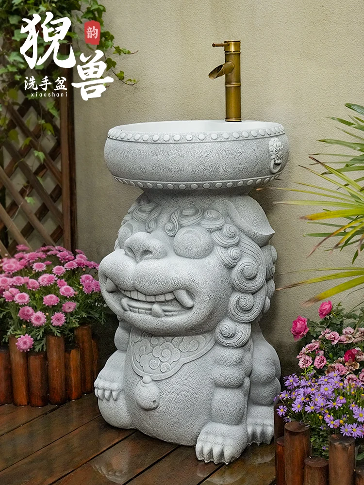 Garden Outdoor Wash Sink Chinese Integrated Column Basin Outdoor Wash Sink