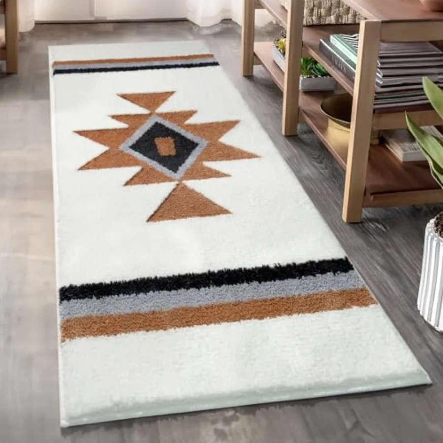 

Boho Bathroom Rugs Runner Non Slip Bath Mat Shaggy Soft Absorbent Long Bath Rug Large Carpet for Bathroom Shower Entryway 24x47