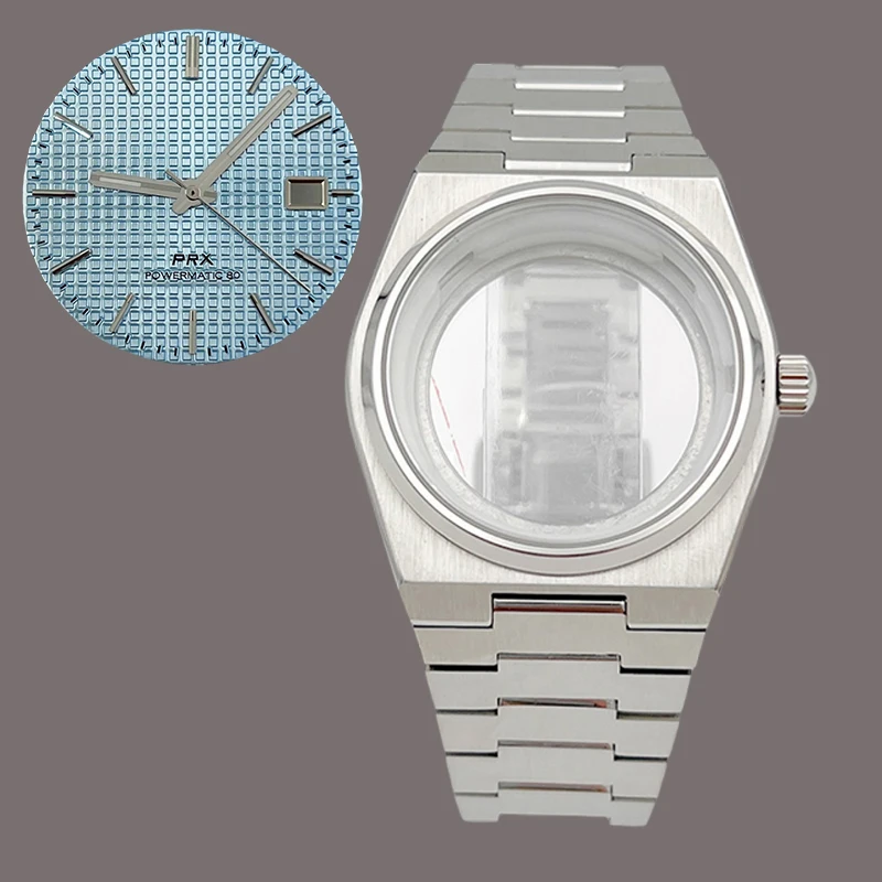 40mm Silver PRX Super Player Watch Case Sapphire Glass Fits For NH35 NH36 NH38 4R Movement Multi-Color Dial Hands Repair Parts