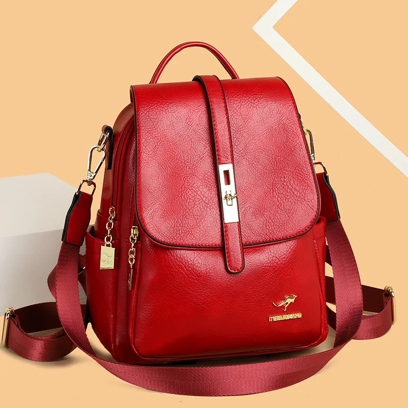 Genuine Leather Shoulder Bag Female Fashion Ladies Backpack Commuter Hundred Large Capacity Single Shoulder Bag