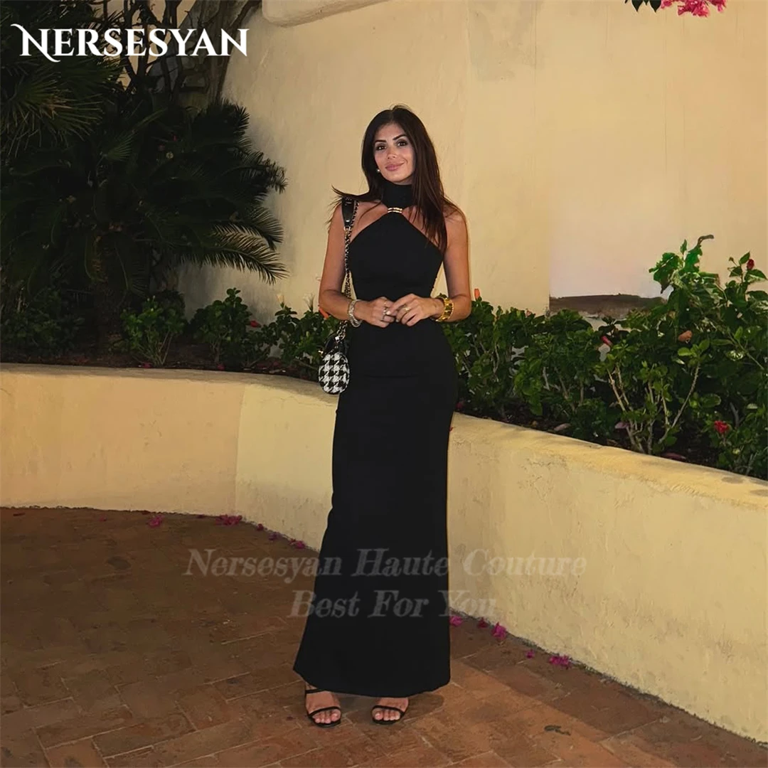 

Nersesyan Элегантные черные вечерние платья русалки с открытыми плечами, атласное вечернее платье с лямкой на шее, вечерние платья 2025 abiti da sera по индивидуальному заказу