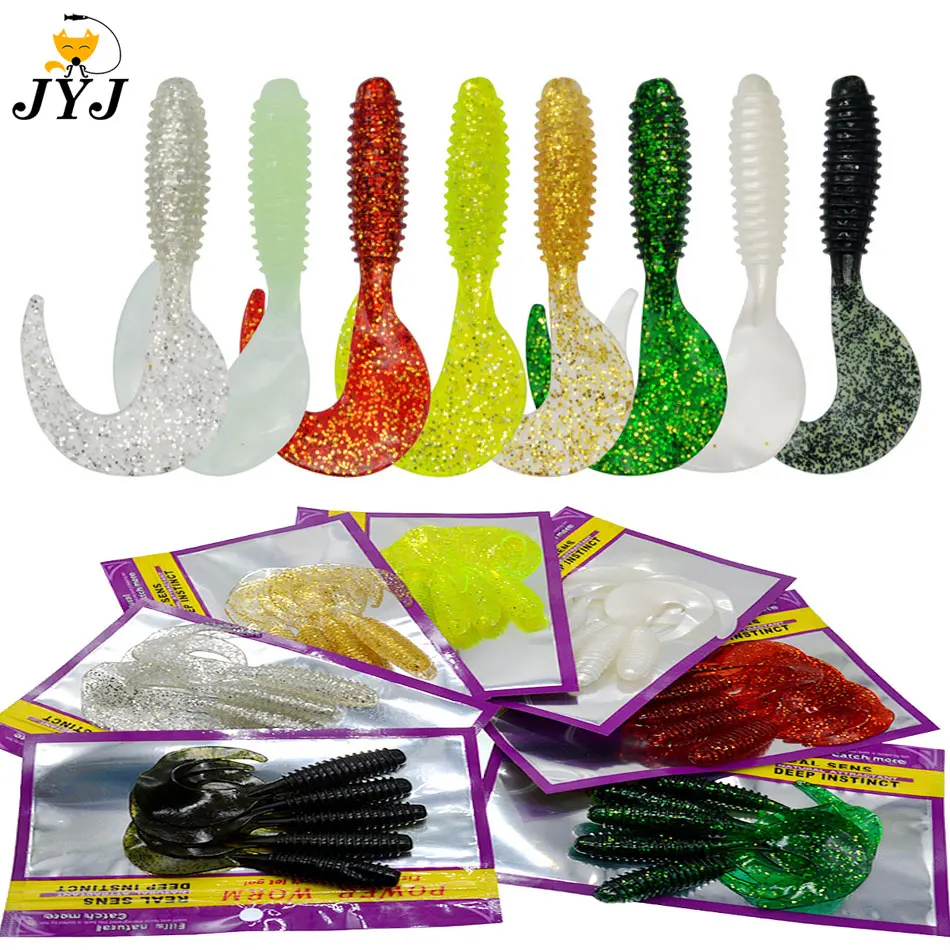 JYJ 10cm 8.5g 5pcs/bag soft artificial lure grub worm bait , long crooked tail wobbler swimbait da pesca bass crappie pike lure