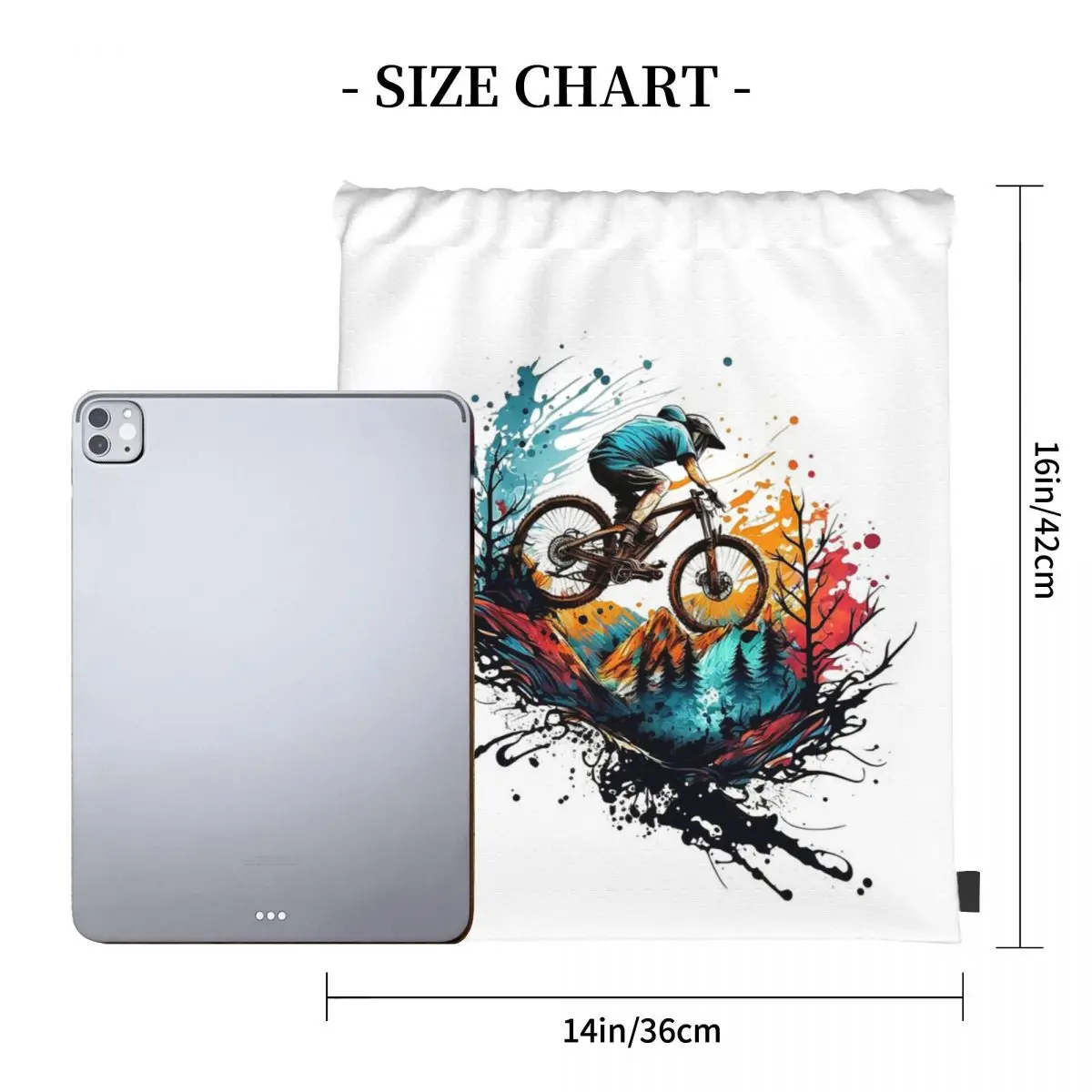 Riding The Mountain Trails Backpacks Casual Portable Drawstring Bags Shoes Bag Book Bags For Travel Students