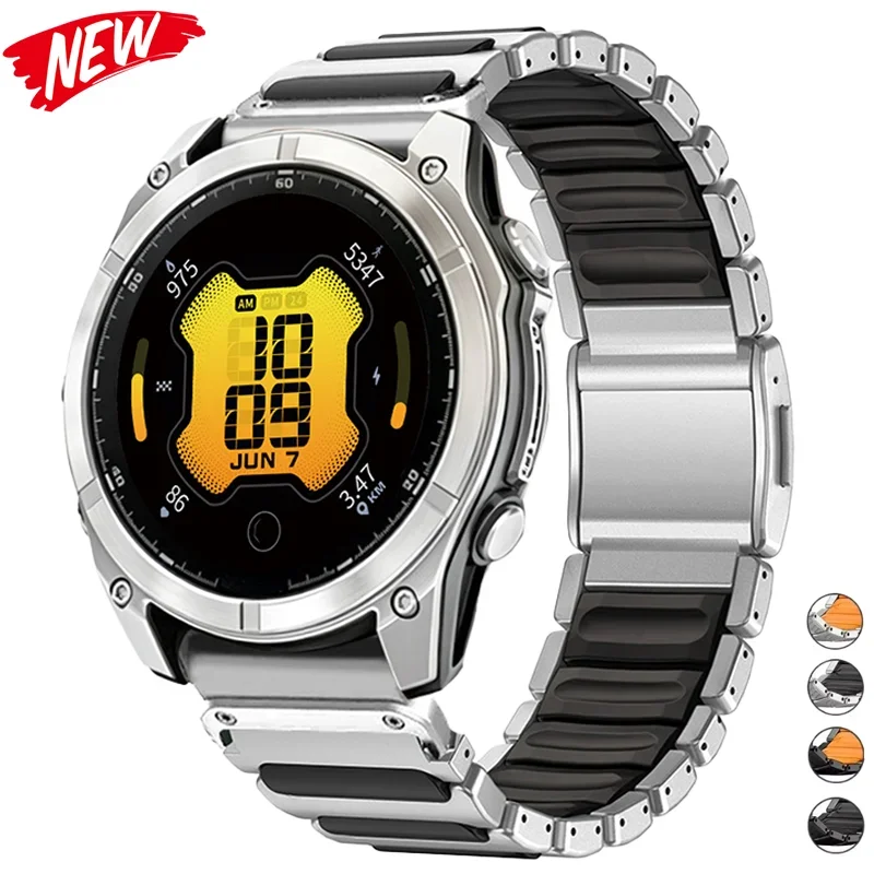New Business Strap For Garmin Fenix 8 9 Pro 47mm 51mm Solar 7 7X/Epix Pro/6 6X Titanium+Silicone Bracelet 22mm 26mm